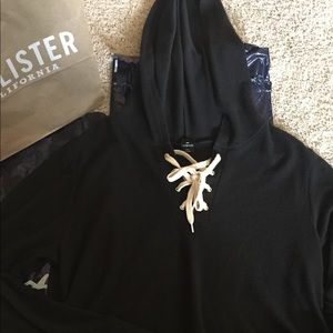 Black Lace Up Hoodie